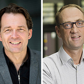 Portraits der DZD-Wissenschaftler Prof. Matthias Tschöp, links, und Prof. Jens Brüning