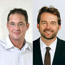 Portraits von Dr. Timo Müller (links), Prof. Dr. Matthias Tschöp, Institut für Diabetes und Adipositas; Foto: Helmholtz Zentrum München